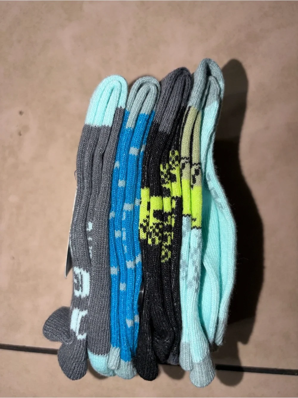 Star Wars Mandalorian Crew Socks - Gray with Light Blue Accents 4 pairs